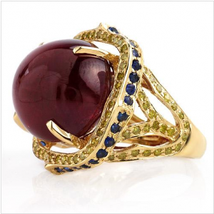 A ruby cabochon ruby ring
