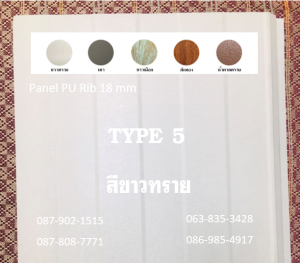 แพนเนล บุฉนวนพียู (Panel PU Foam) แบ่งเป็น 5 แบบ (Type)